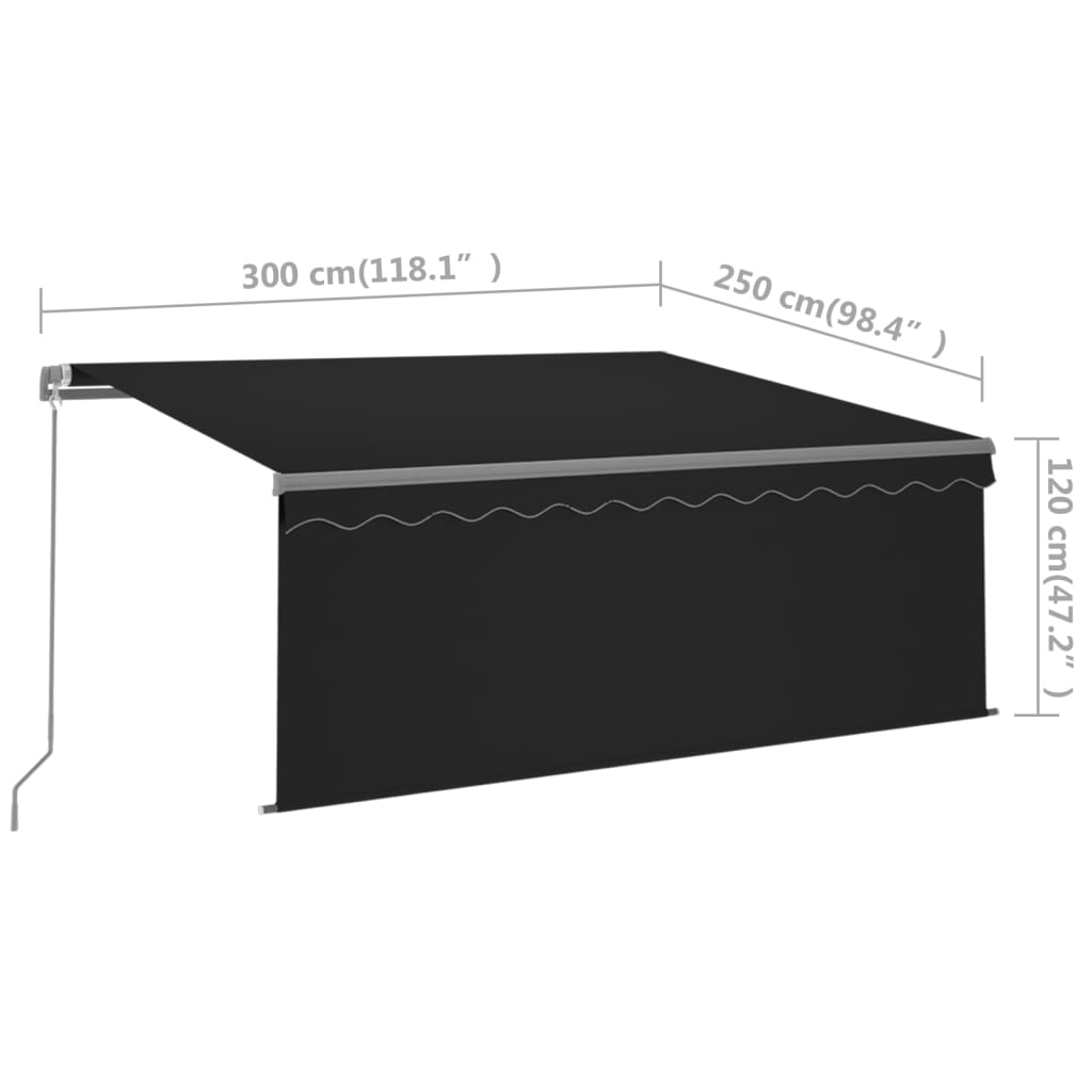 Markise Manuell Einziehbar mit Rollo 3x2,5 m Creme