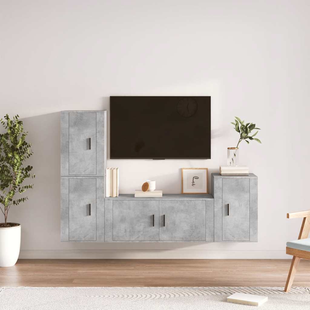 4-tlg. TV-Schrank-Set Weiß Holzwerkstoff