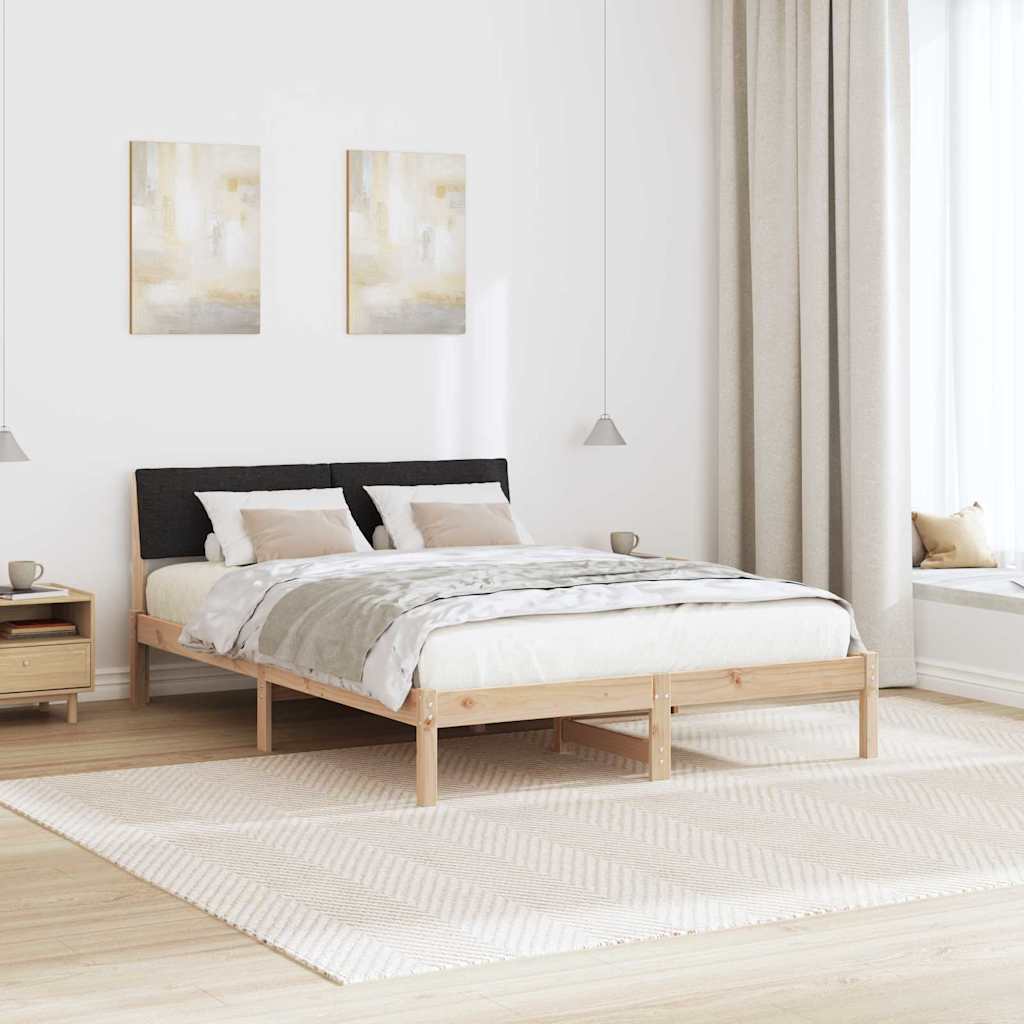 Bettgestell Braun und hellgrau 200 x 200 cm Massivholz Kiefer