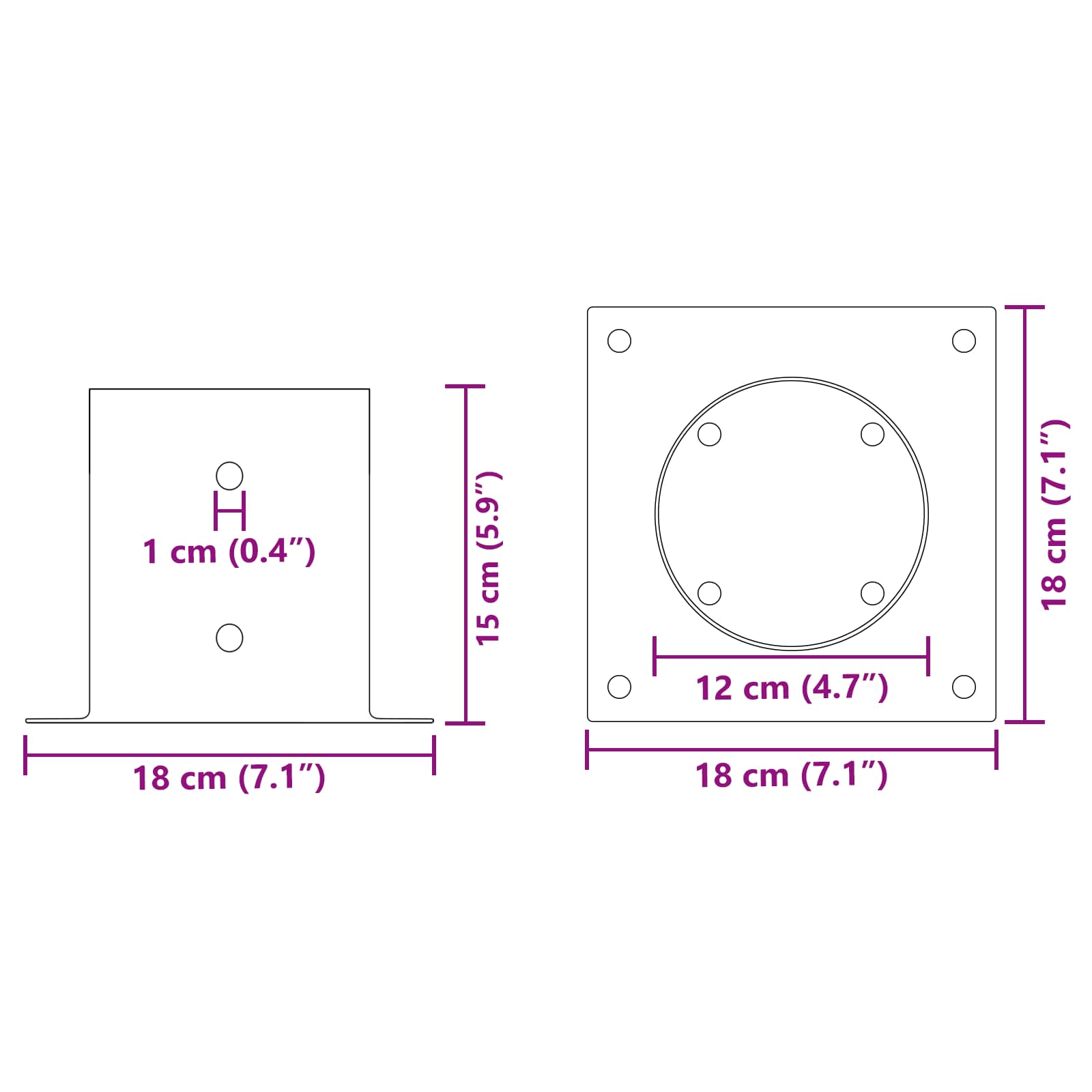 runder Bodenanker 4 pcs Silber 15 x 15 x 15 cm Metall