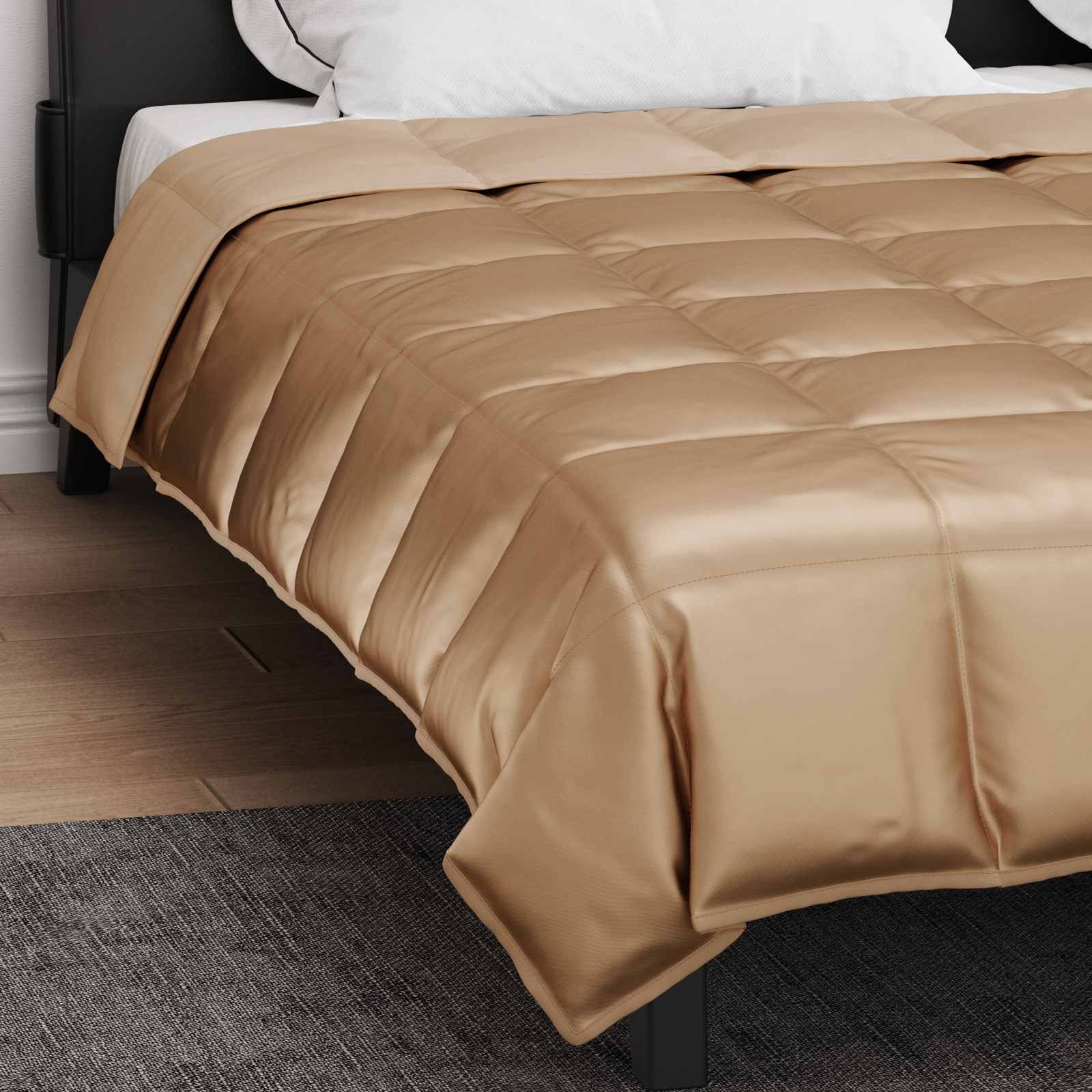 Sommerdecke Gold 135 x 200 cm Satin und Mikrofaser