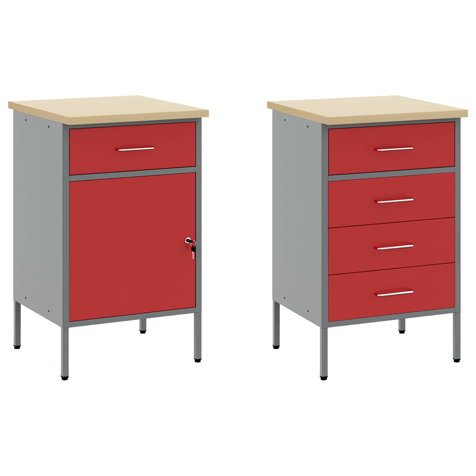 Arbeitsschrankset mit Schubladen mit Regal 8 pcs Grau