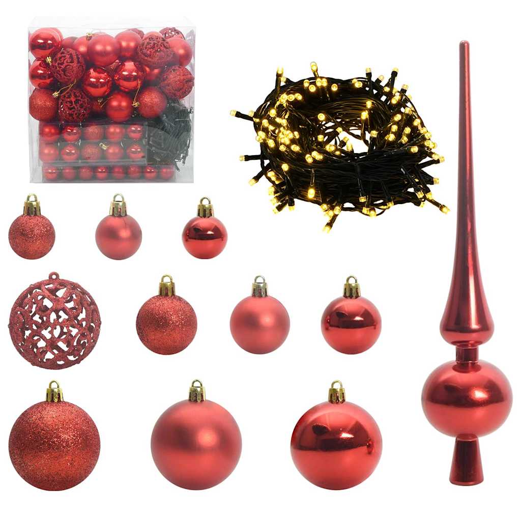 Künstlicher Weihnachtsbaum mit LEDs Kugeln Zapfen 150 cm