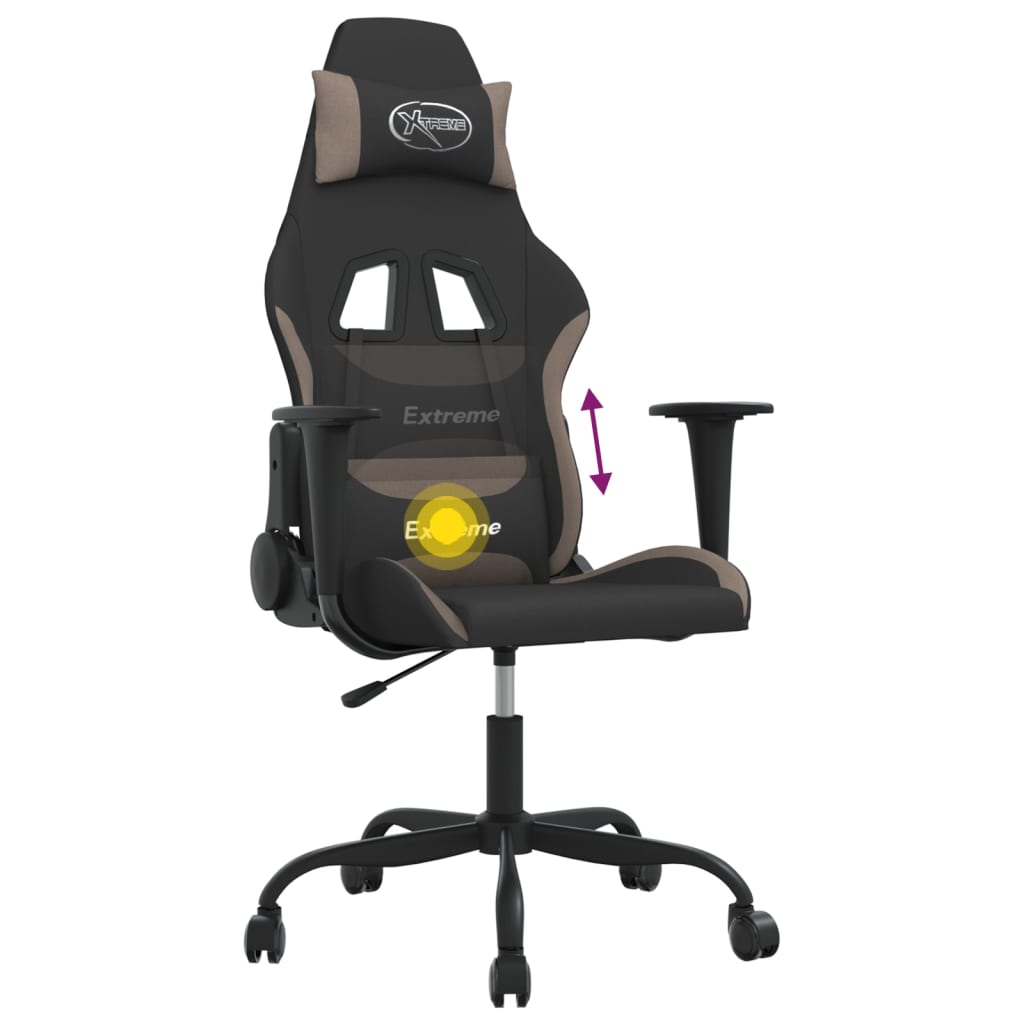 Gaming-Stuhl mit Massagefunktion Schwarz und Creme Stoff
