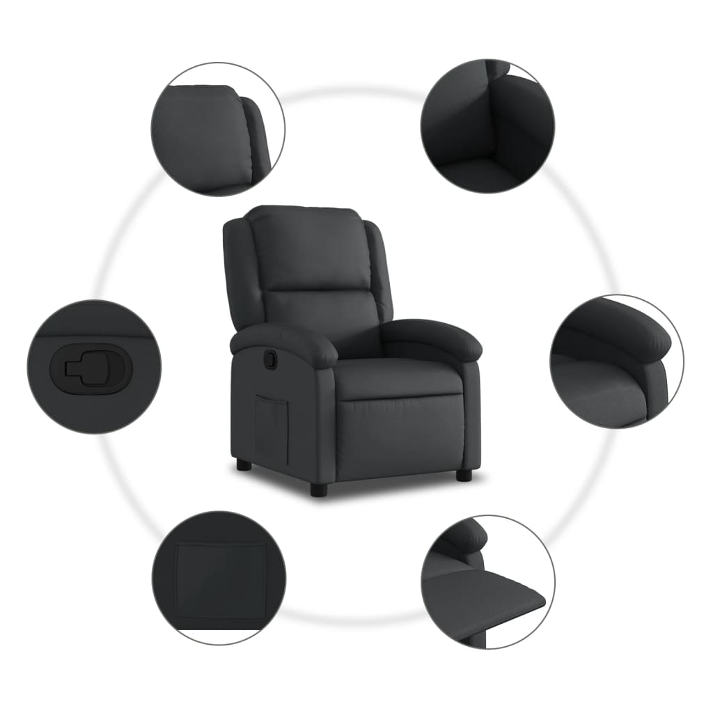 Relaxsessel Echtleder Schwarz