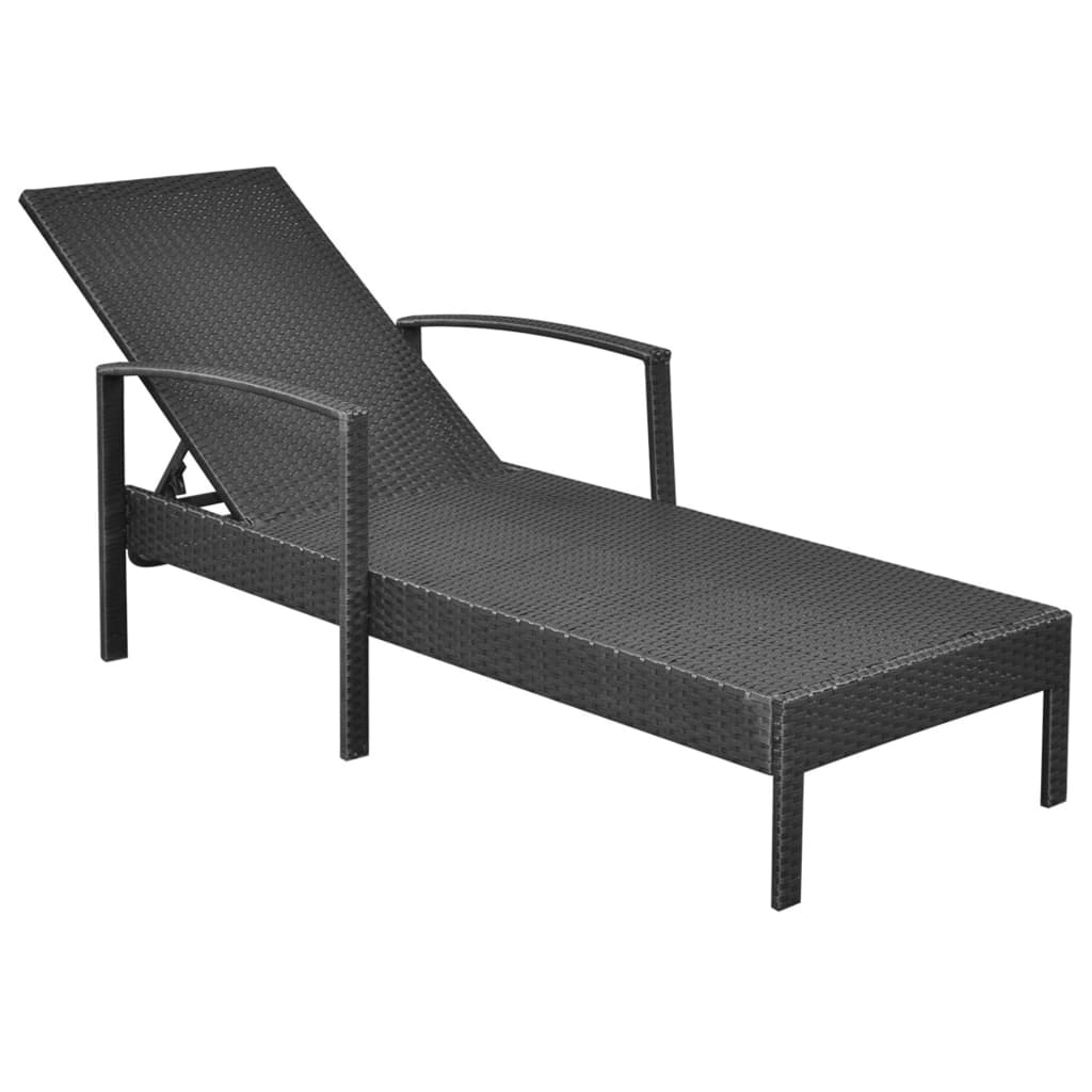 Sonnenliege mit Armlehnen Poly Rattan Grau