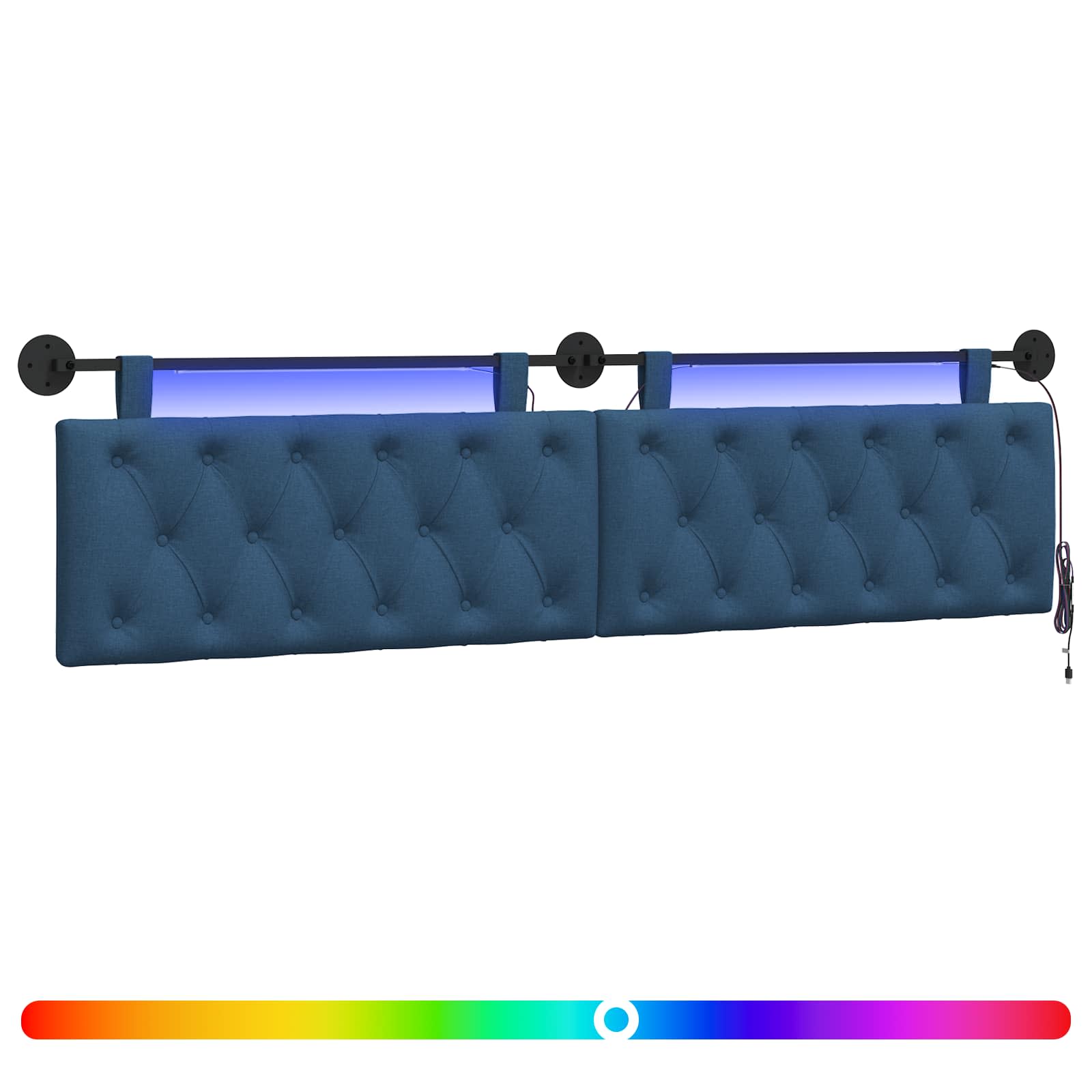 Hängendes Kopfteil Mit LED Licht Wolkengrau Stoff