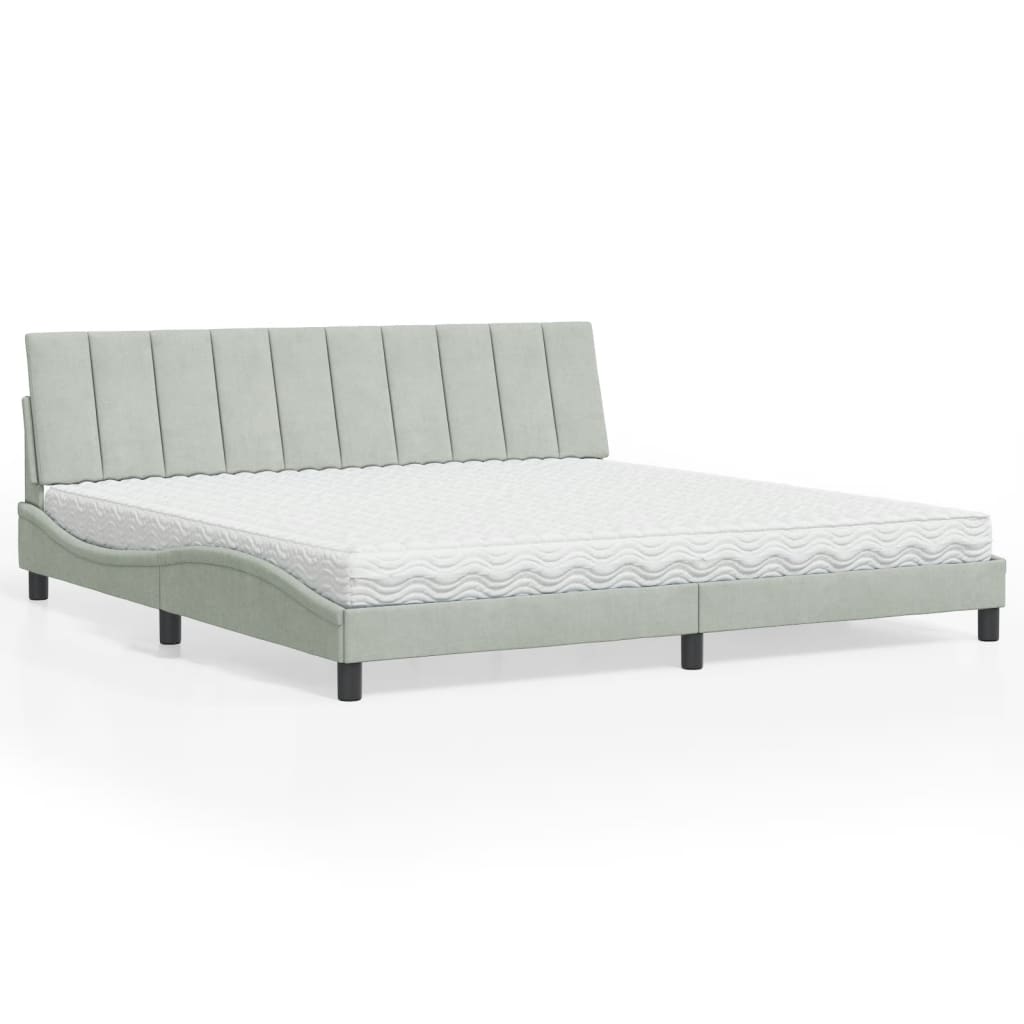 Bett mit Matratze "Hanko" Hellgrau 80x200 cm Samt