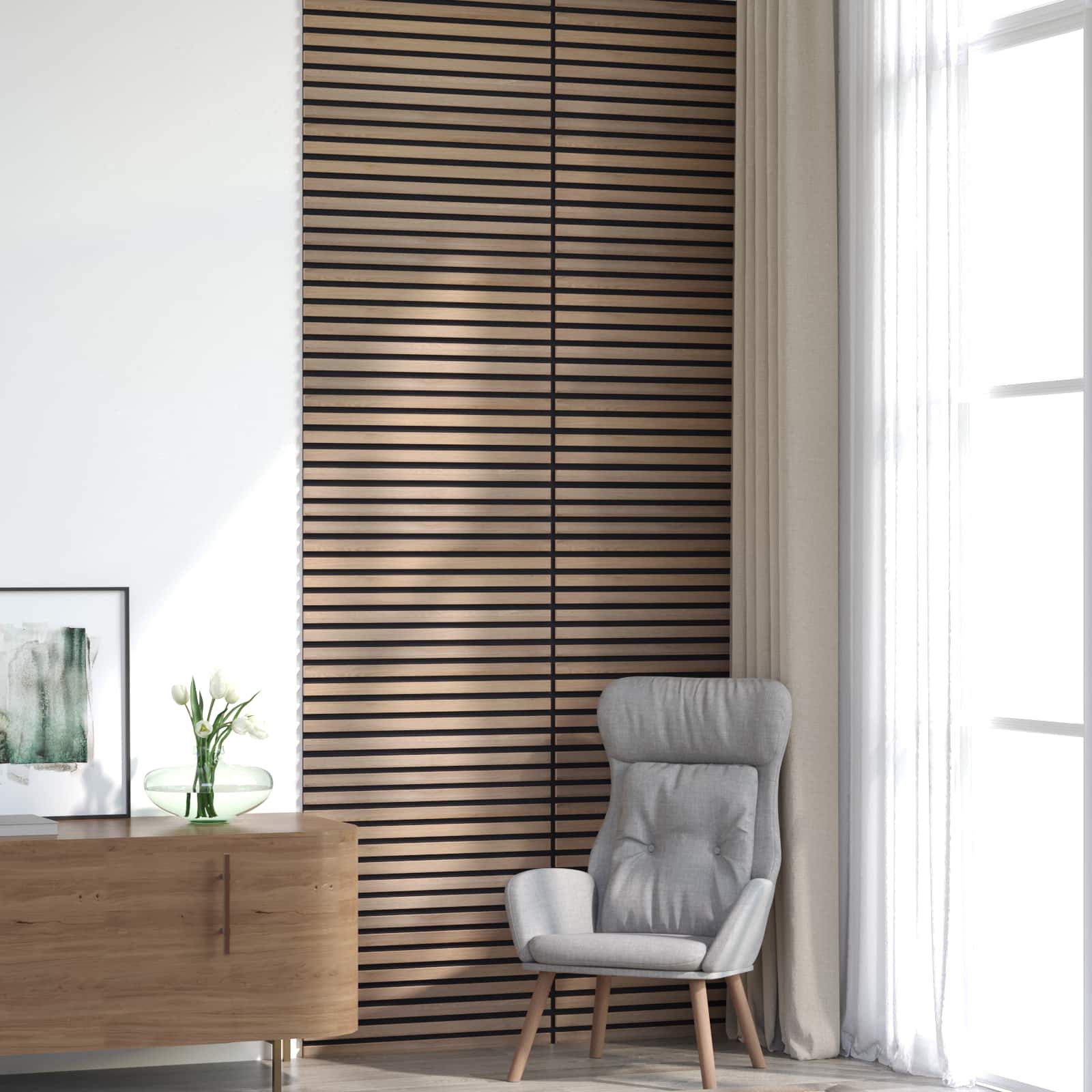 Wandpaneele 8 pcs Natur 60,5 x 60 cm