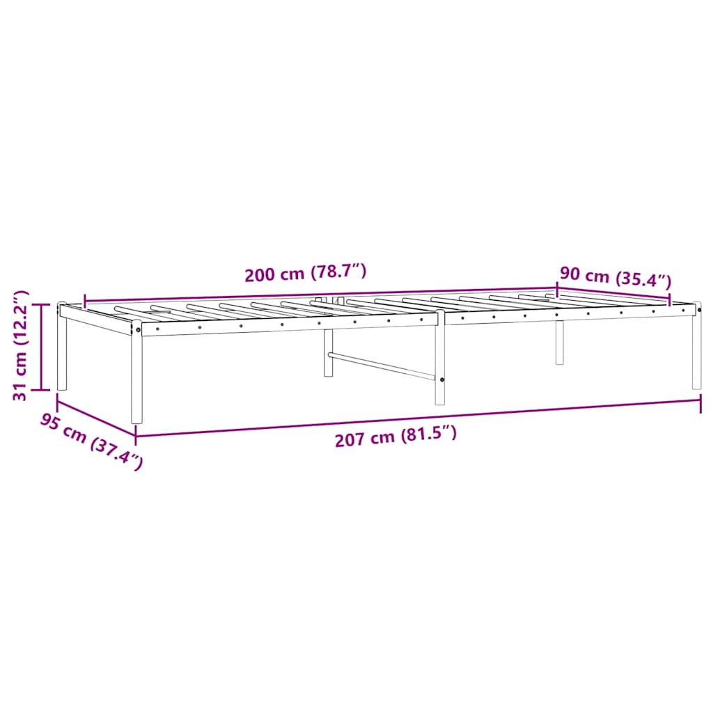 Bettgestell Metall Schwarz 75x190 cm
