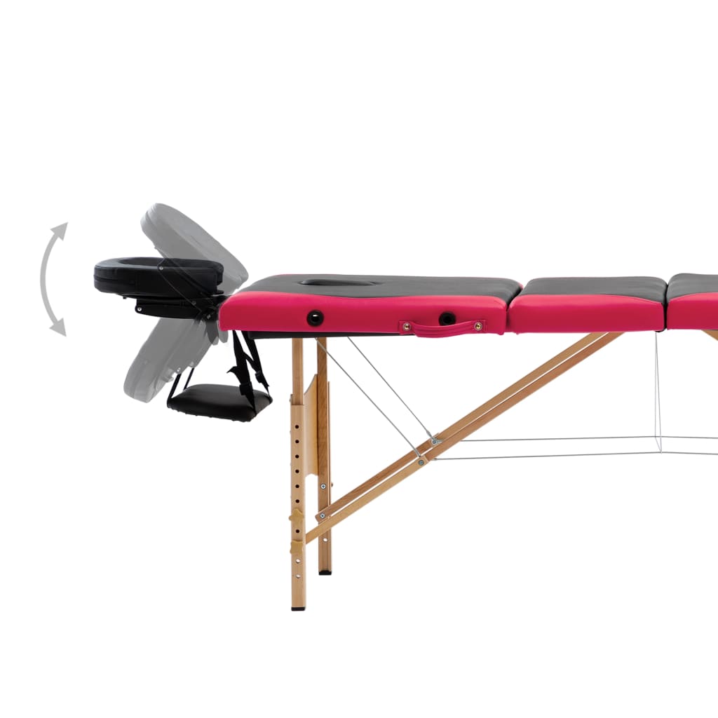 Massageliege Klappbar 4-Zonen mit Holzgestell Rosa