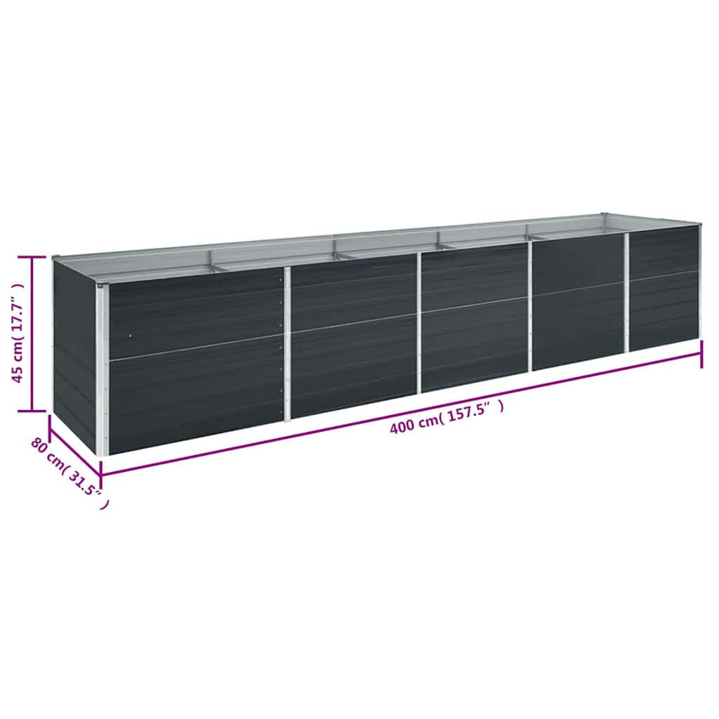 Hochbeet Anthrazit 160 x 80 x 77 cm Verzinkter Stahl