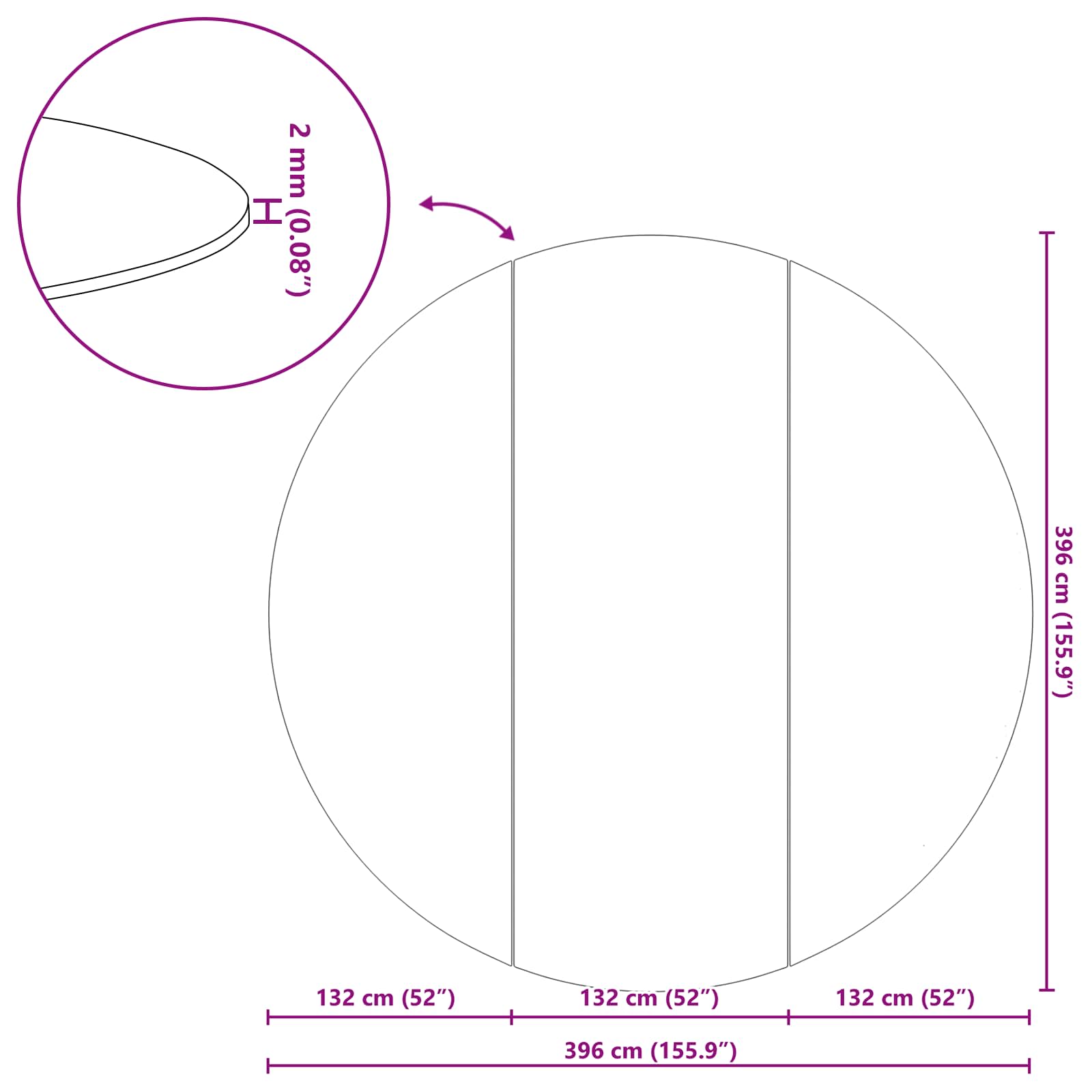 Bodenfolie für Pools Schwarz Ø 244 cm Vliesstoff