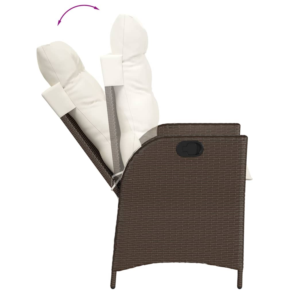 Gartensessel Verstellbar mit Kissen Schwarz Poly Rattan
