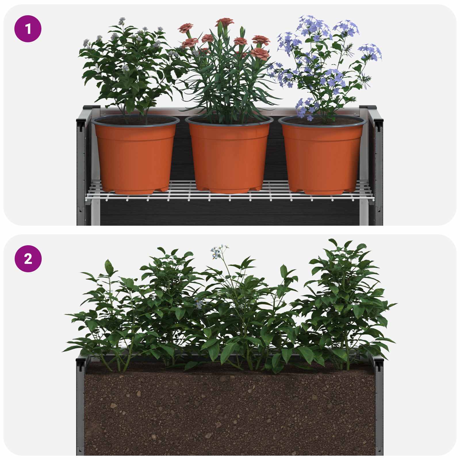 Hochbeet Grau 50 x 30 x 22 cm WPC und Aluminium