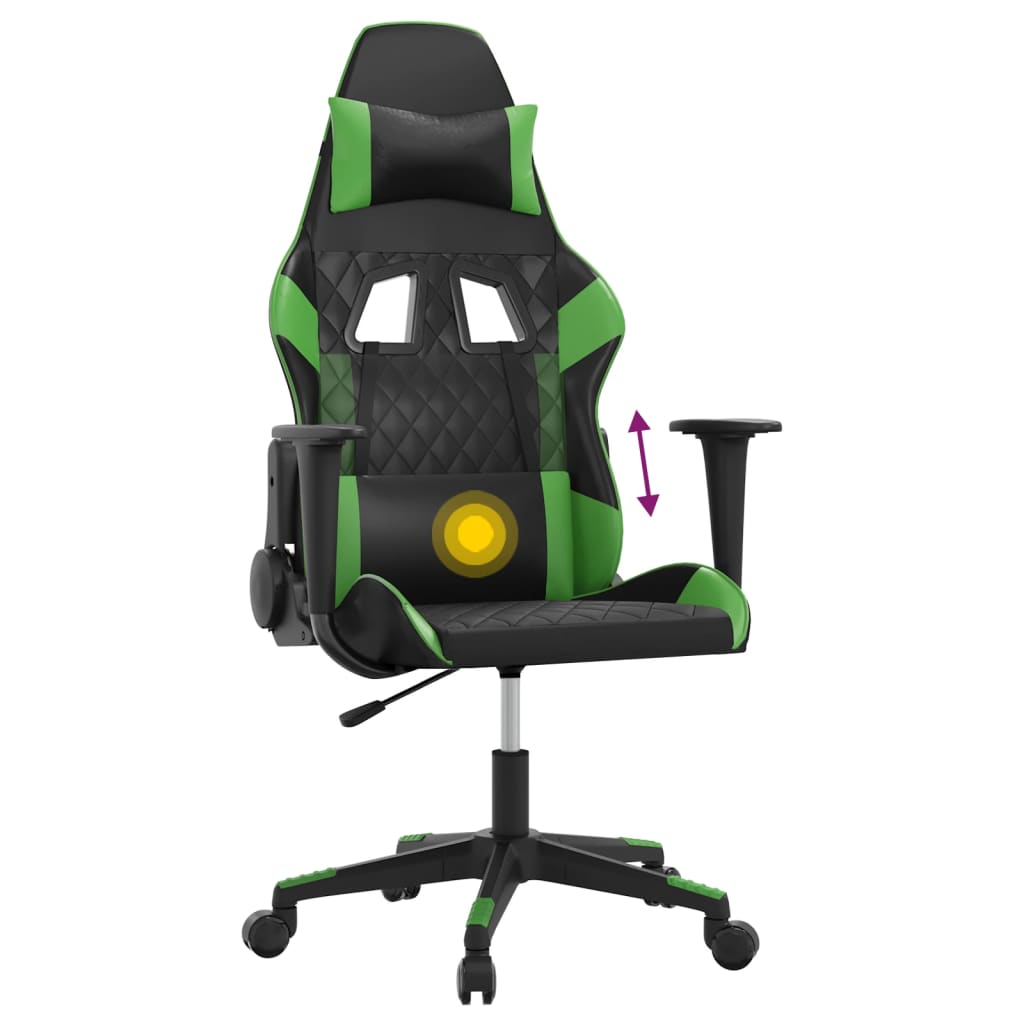 Gaming-Stuhl mit Massagefunktion Schwarz und Blau Kunstleder