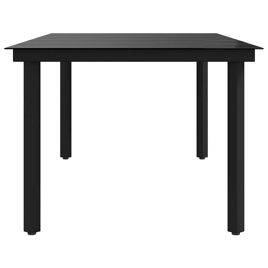 Garten-Esstisch Schwarz 160x80x74 cm Stahl und Hartglas