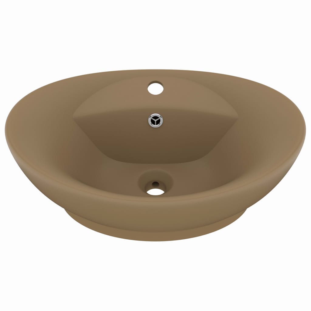 Luxus-Waschbecken Überlauf Oval Matt-Weiß 58,5x39 cm Keramik