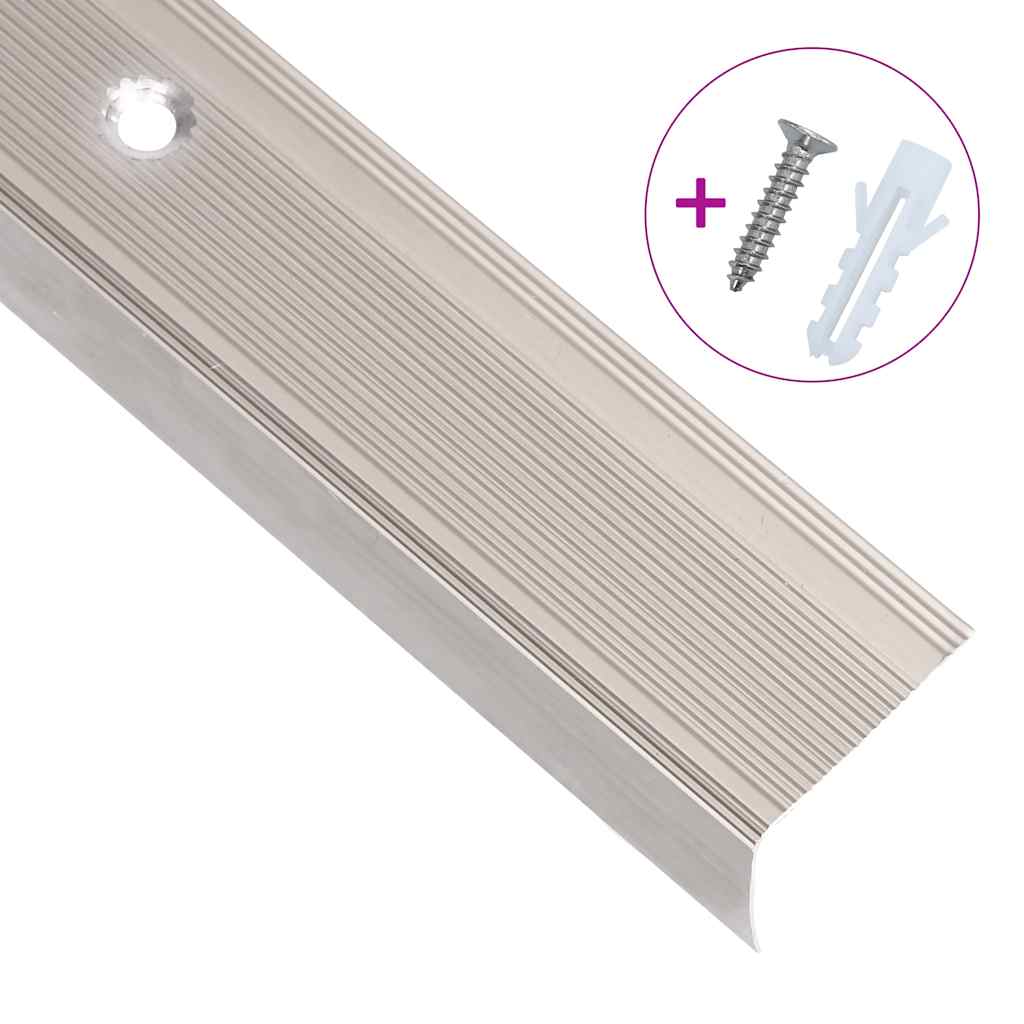 Treppenkantenprofile in L-Form 15 Stk. Aluminium 90 cm Silbern