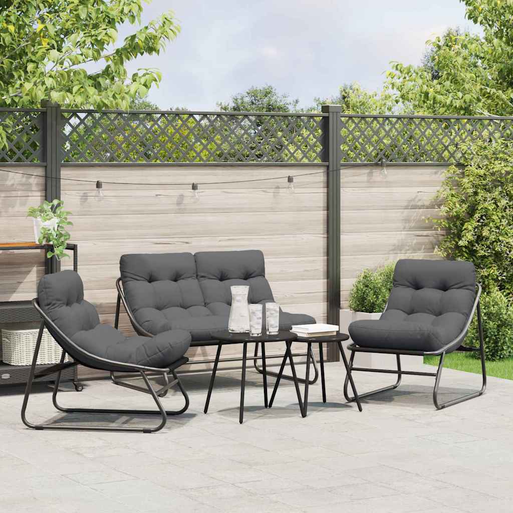gartenmöbel mit Kissen 2 pcs Schwarz 60,5 x 81 x 71 cm