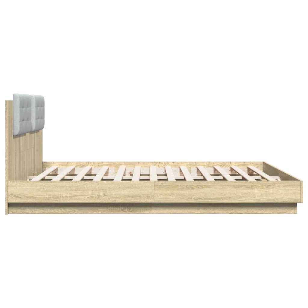 Bettgestell mit Kopfteil Grau Sonoma 180x200 cm Holzwerkstoff