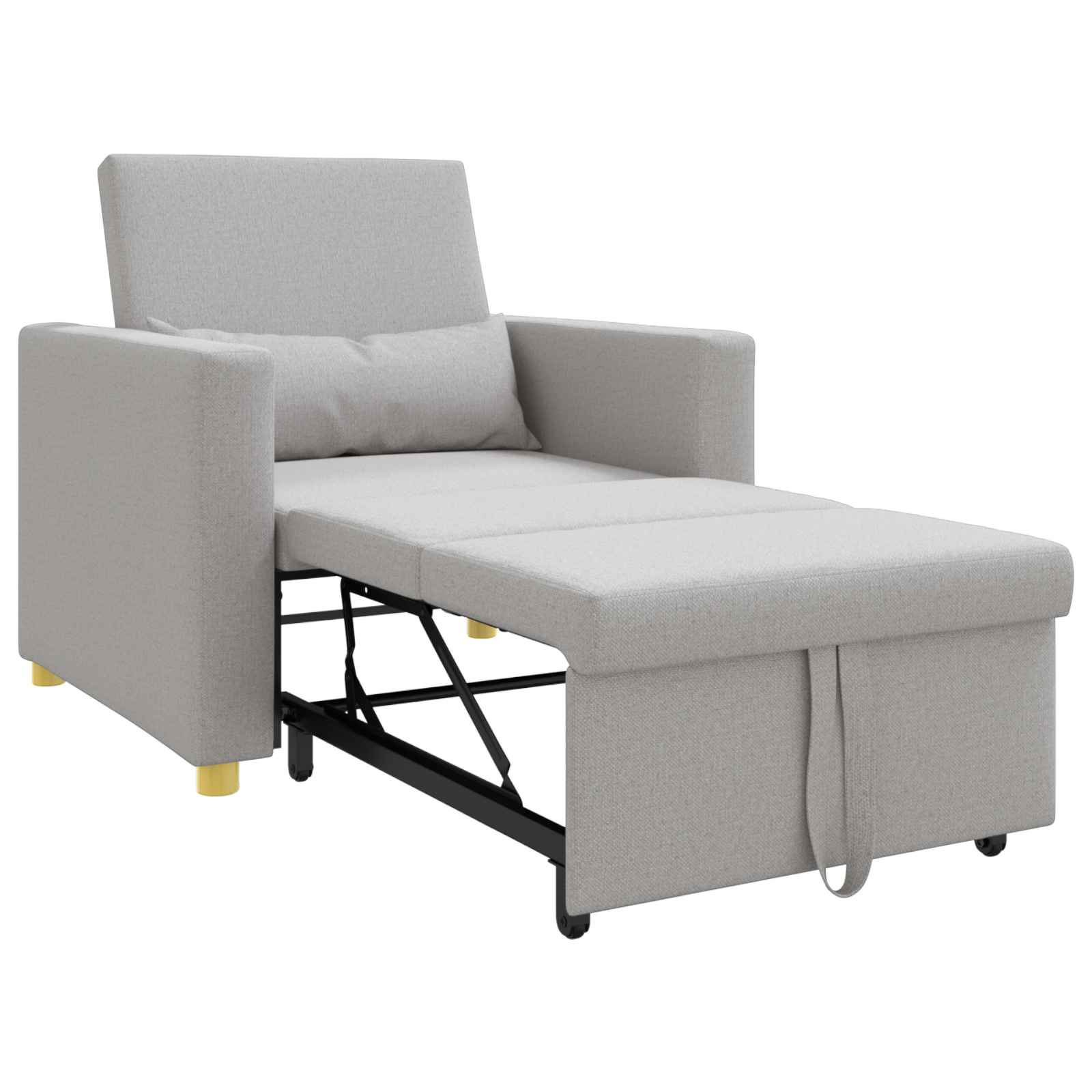 Ausziehbare Schlafcouch Einzel Hellgrau 90 x 165 x 87 cm Stoff