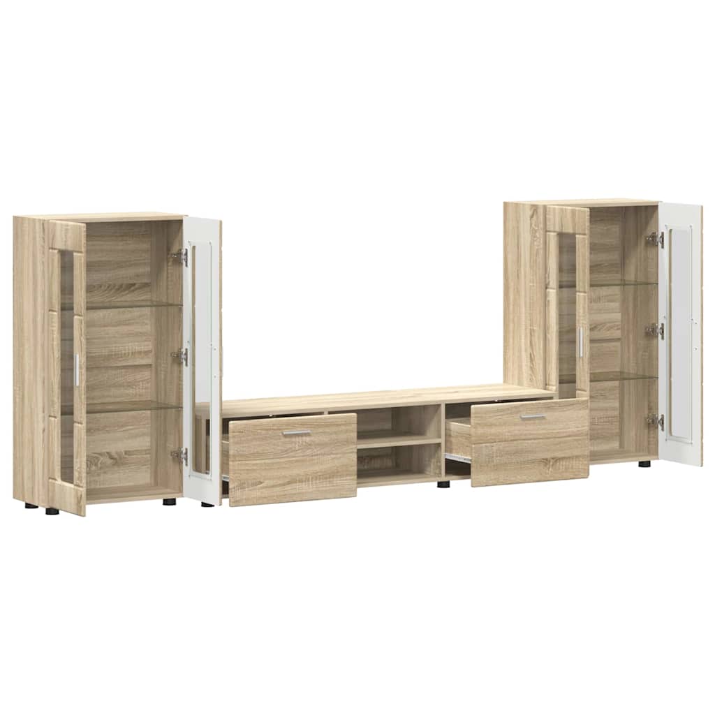 Highboard mit Regal FLORIN Weiß 60 x 35 x 182 cm Holzwerkstoff