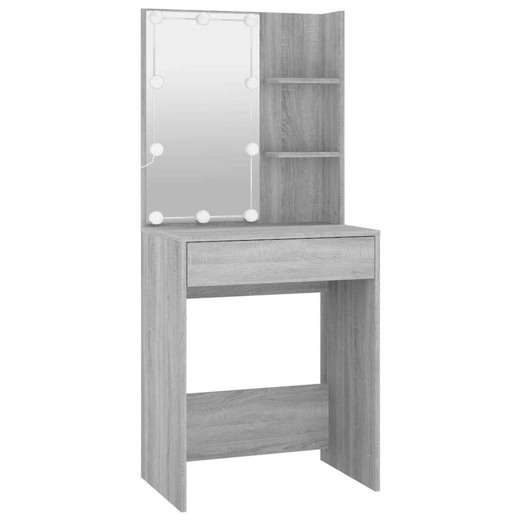 Schminktisch mit LED Weiß 60x40x140 cm