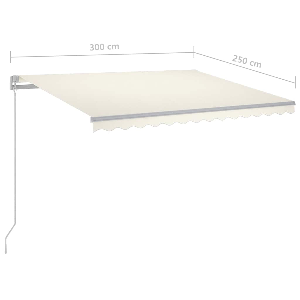 Markise Manuell Einziehbar mit LED 300x250 cm Blau und Weiß