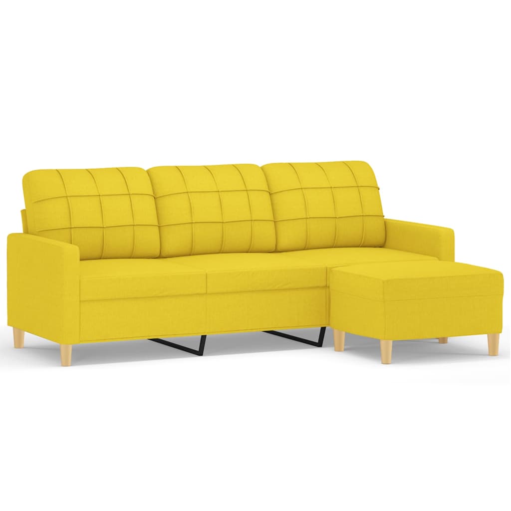 3-Sitzer-Sofa mit Hocker Taupe 180 cm Stoff