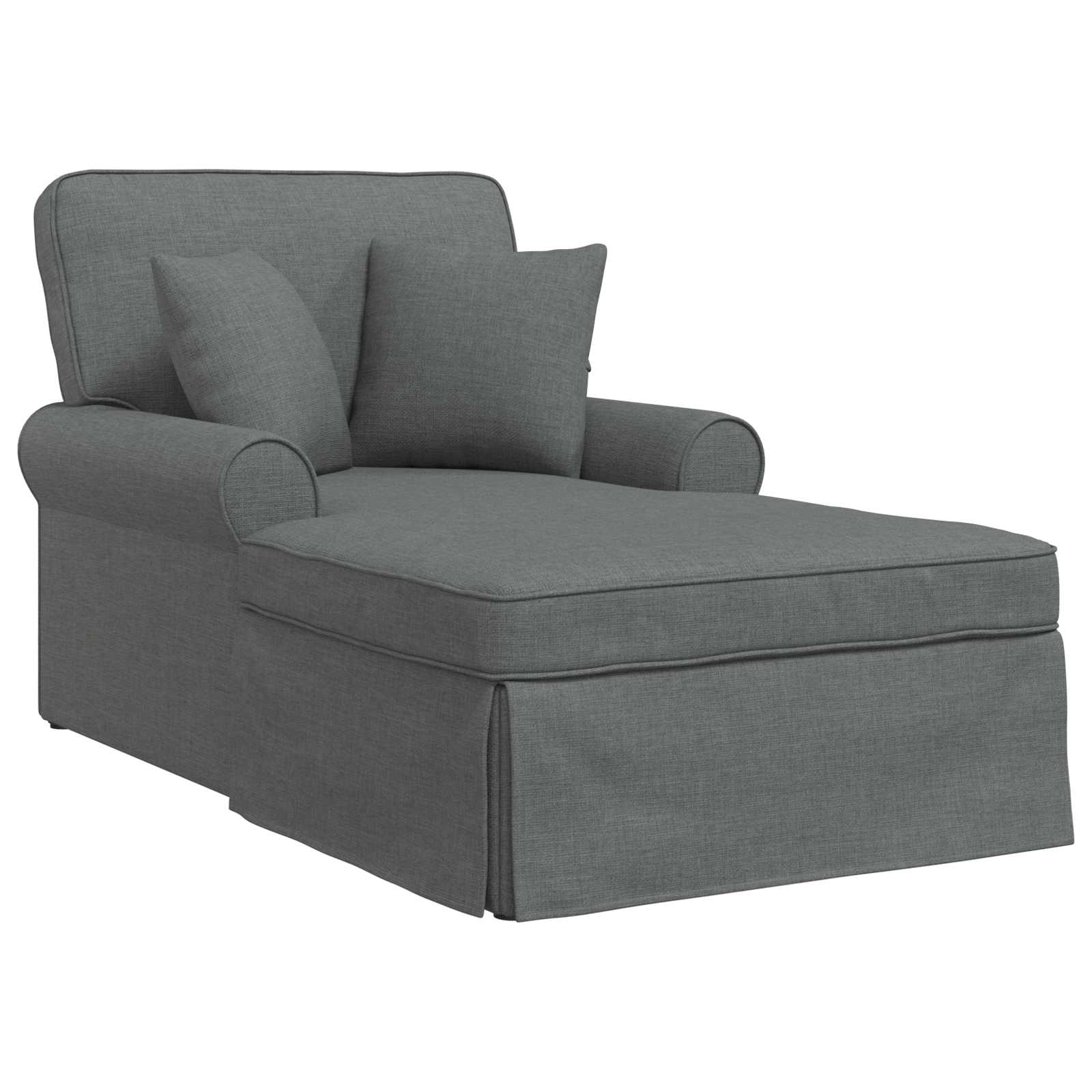 Chaise Lounge mit Rock mit Kissen 3 pcs Hellgrau Stoff