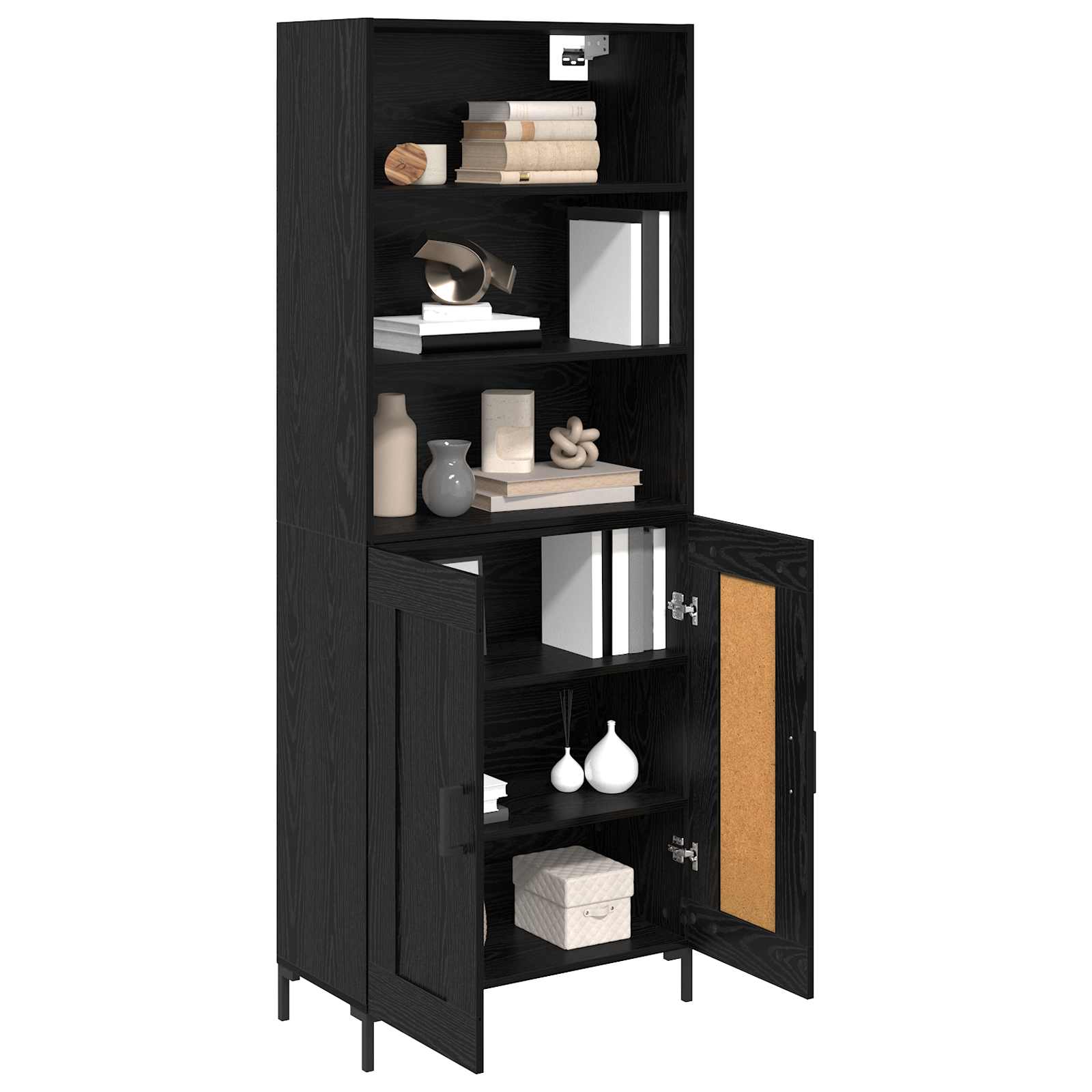 Highboard Hochglanz-Weiß 69,5x34x180 cm Holzwerkstoff