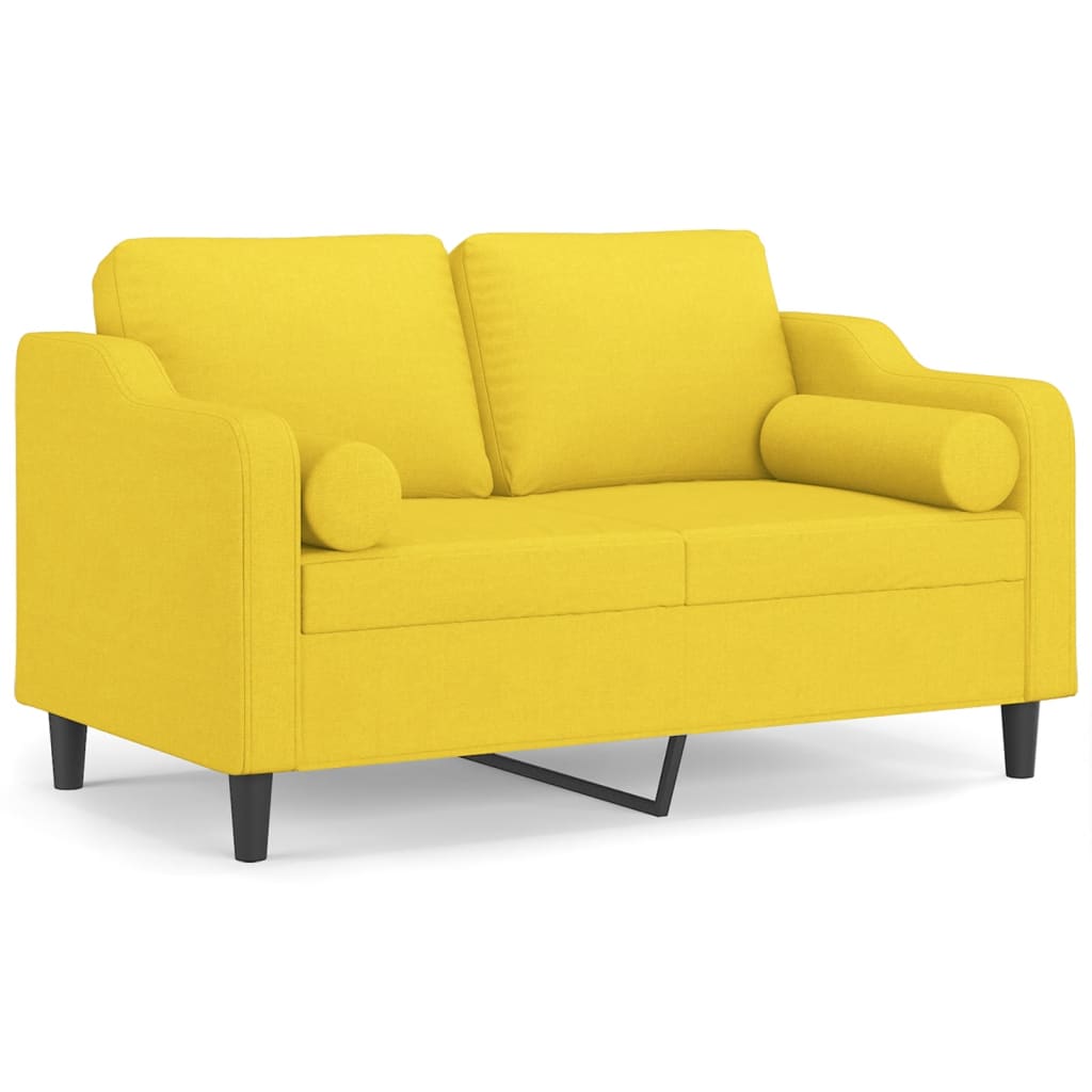 2-Sitzer-Sofa mit Zierkissen Braun 120 cm Stoff