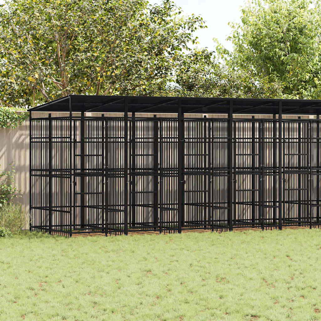 Outdoor-Hundezwinger mit Dach Stahl 1,84 m²