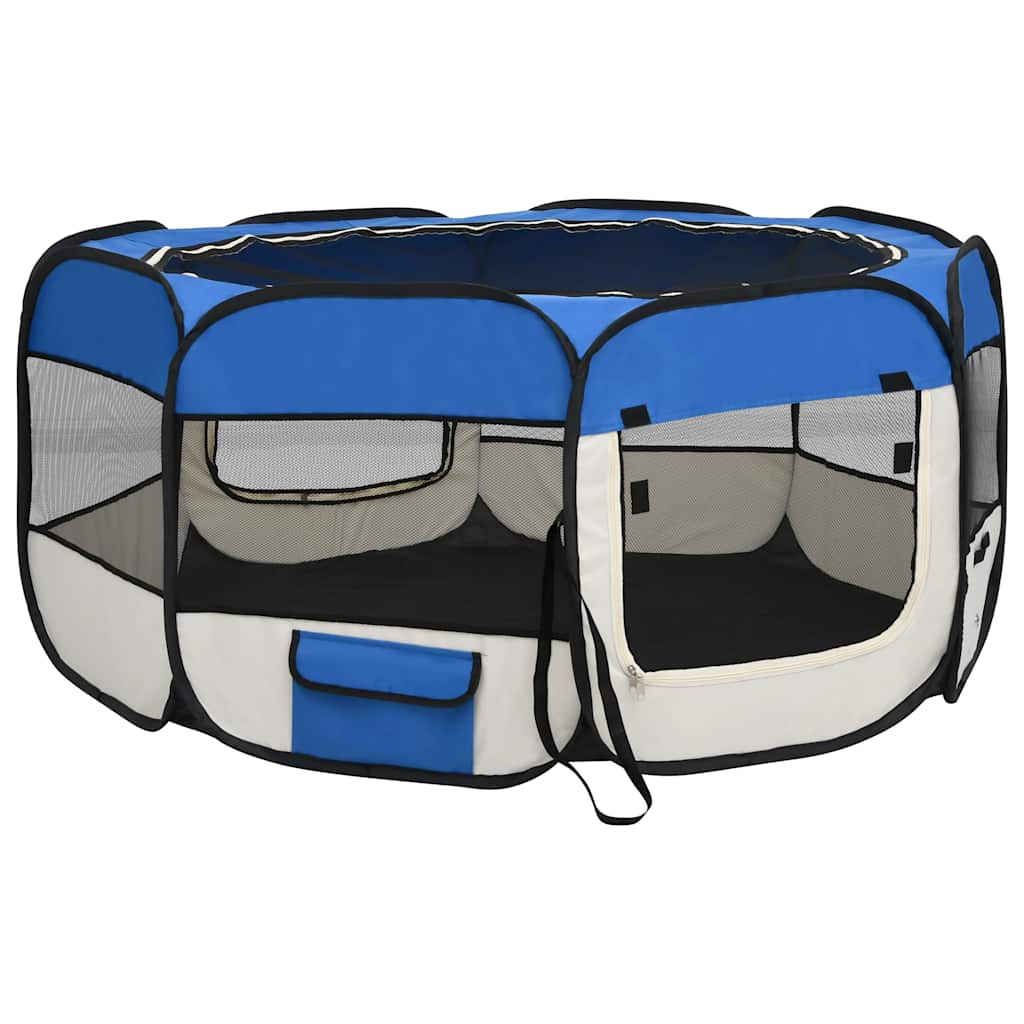 Faltbarer Welpenlaufstall mit Tragetasche Schwarz 90x90x58 cm
