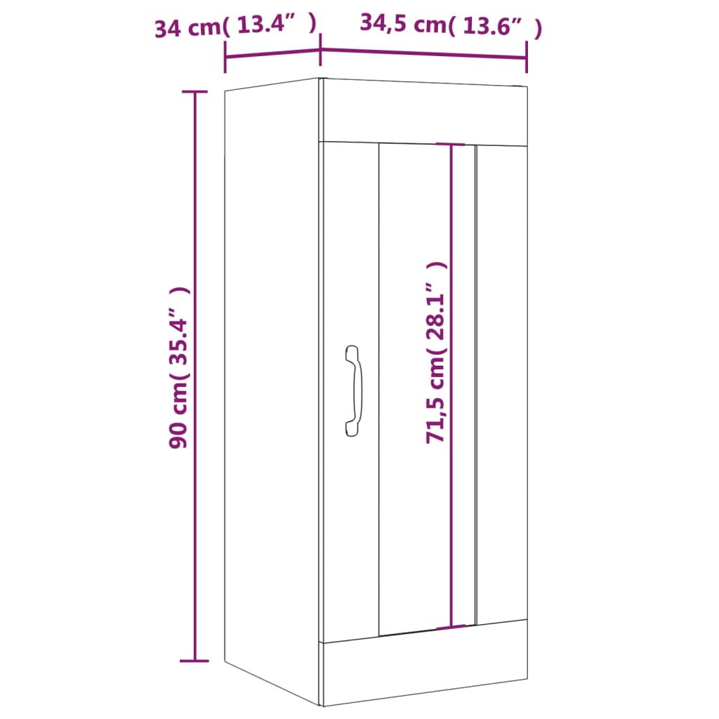 Hängeschrank Weiß 34,5x34x90 cm