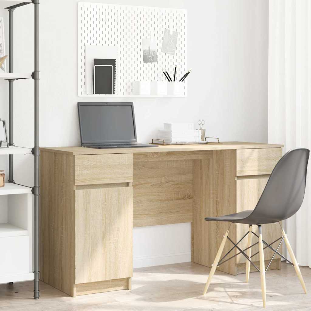 Schreibtisch mit Schubladen Weiß 140 x 49 x 76 cm Holzwerkstoff