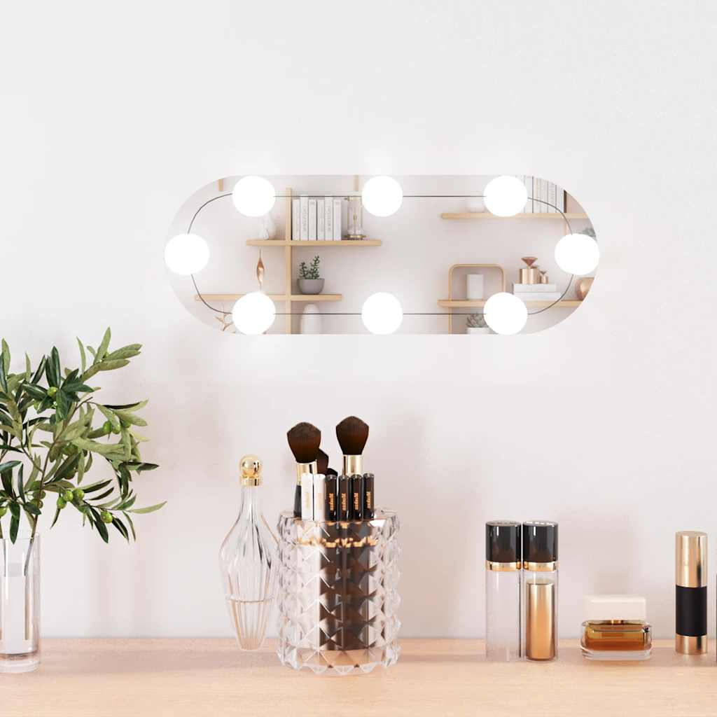 Spiegel mit LED-Leuchten 60x30 cm Glas Oval