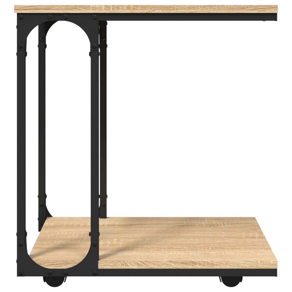 Beistelltisch mit Rollen Schwarz 50x35x55,5 cm Holzwerkstoff
