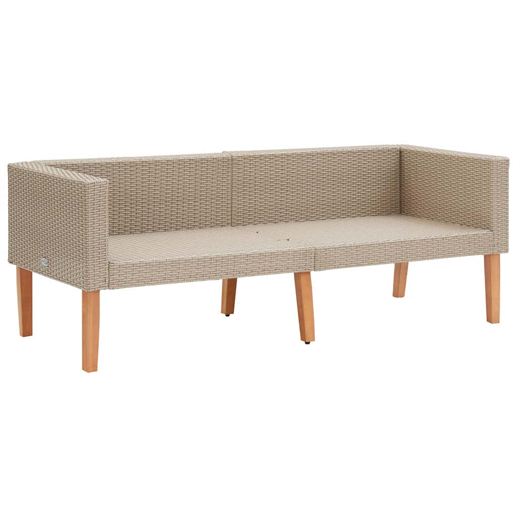 3-Sitzer-Gartensofa mit Auflagen Poly Rattan Beige