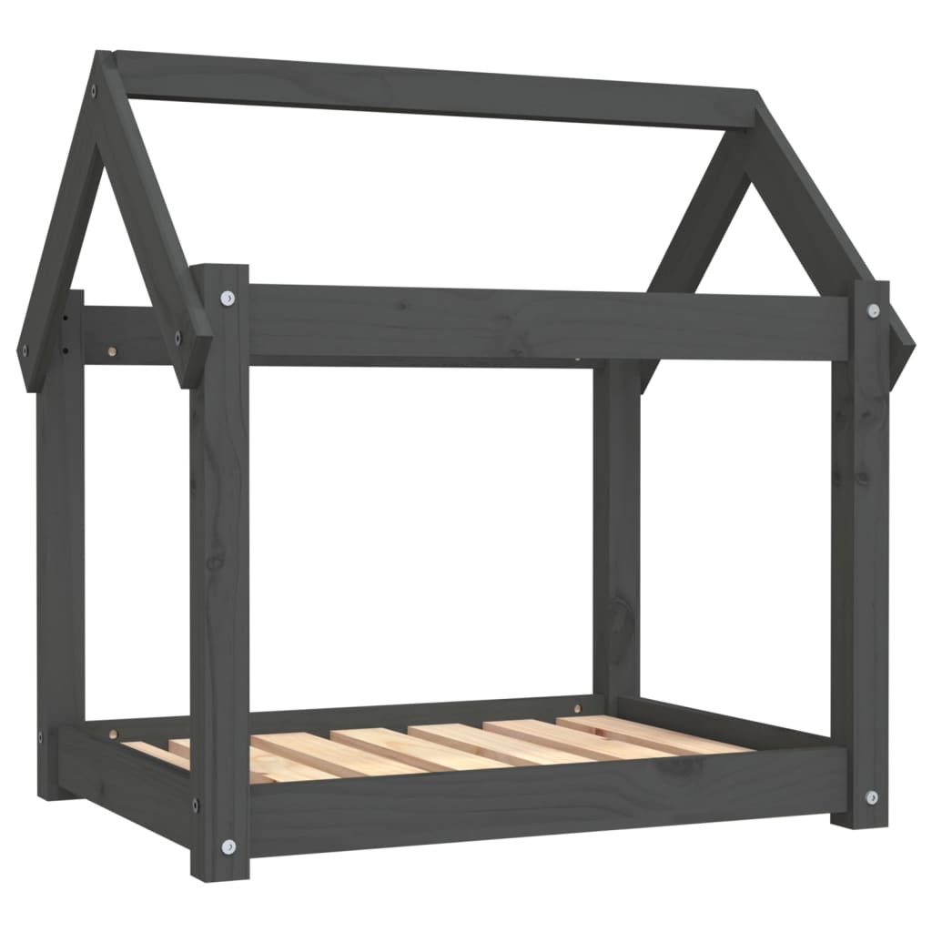 Hundebett Grau 61x50x70 cm Massivholz Kiefer