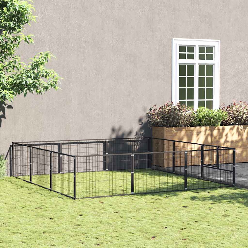 Hundezwinger Schwarz 4 m² Stahl
