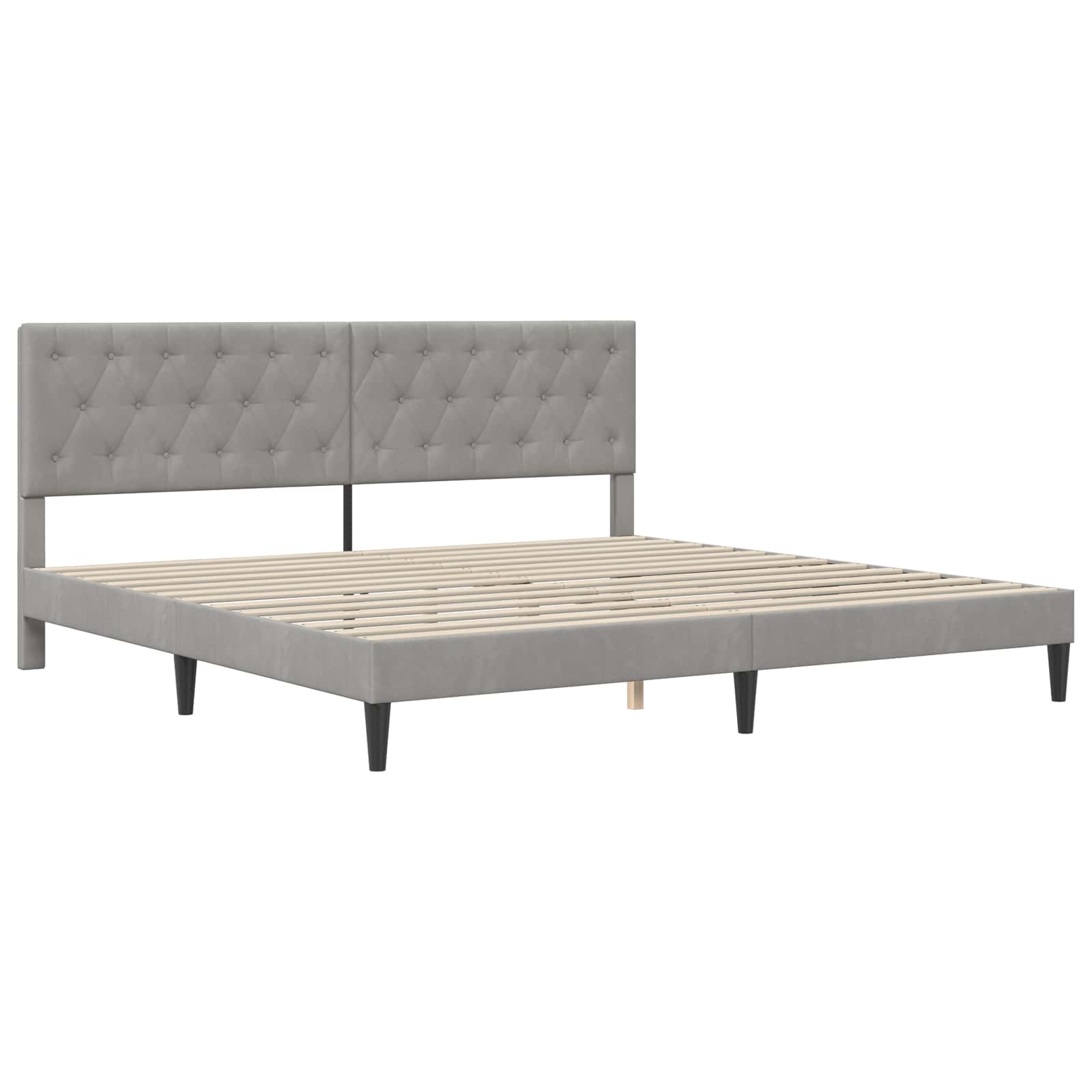 Bettgestell mit Matratze mit Kopfteil Hellgrau 80 x 200 cm Samt
