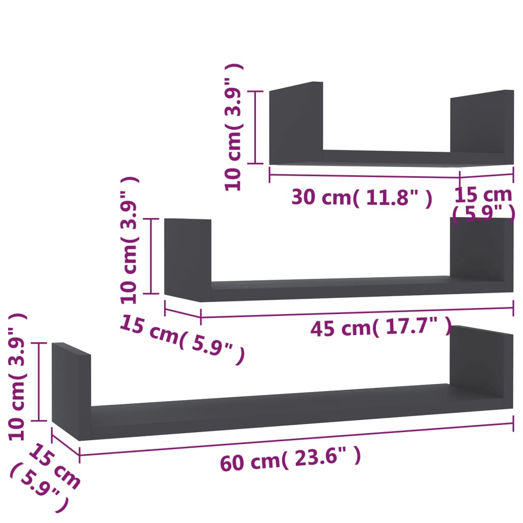 Wandregal 3 Stk. Weiß Holzwerkstoff