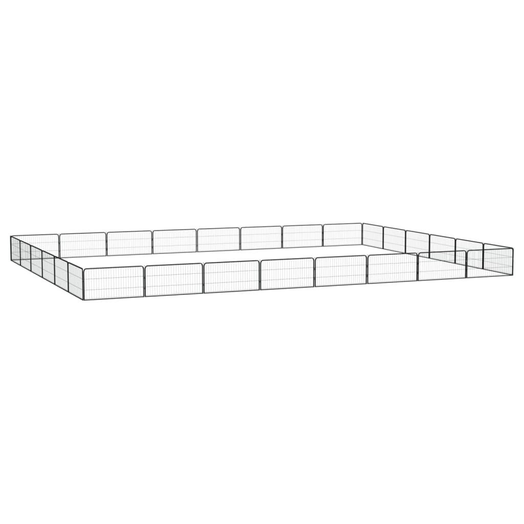 4-tlg. Hundelaufstall Schwarz 100x50cm Stahl Pulverbeschichtung