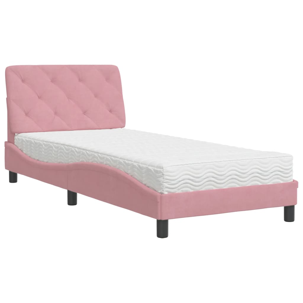 Bett mit Matratze Hellgrau 80x200 cm Samt