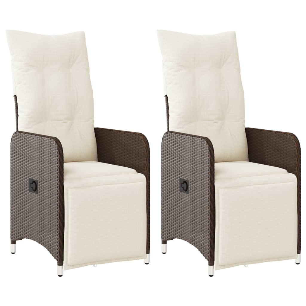Gartensessel Verstellbar mit Kissen Schwarz Poly Rattan
