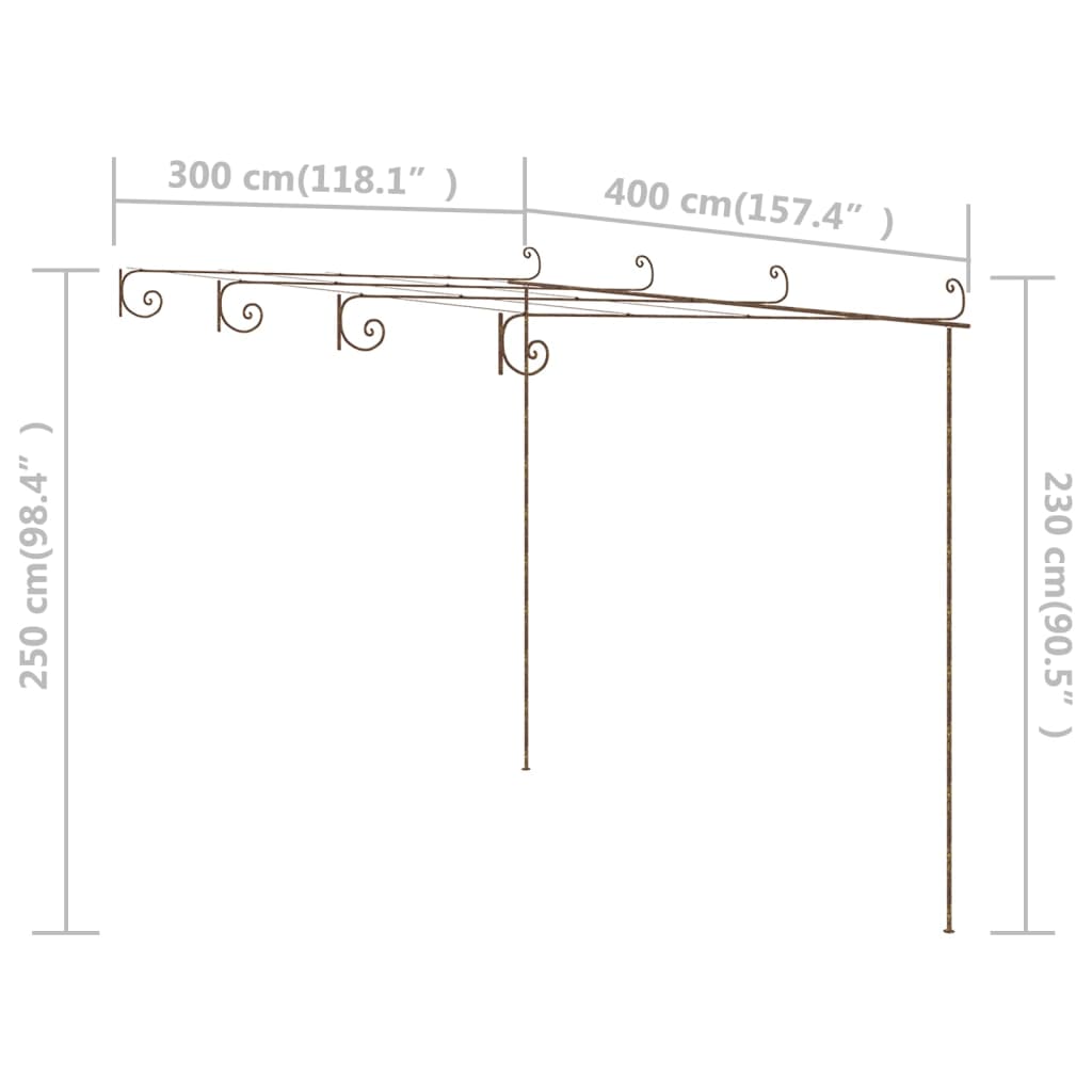 Garten-Pergola Antik-Braun 6x3x2,5 m Eisen