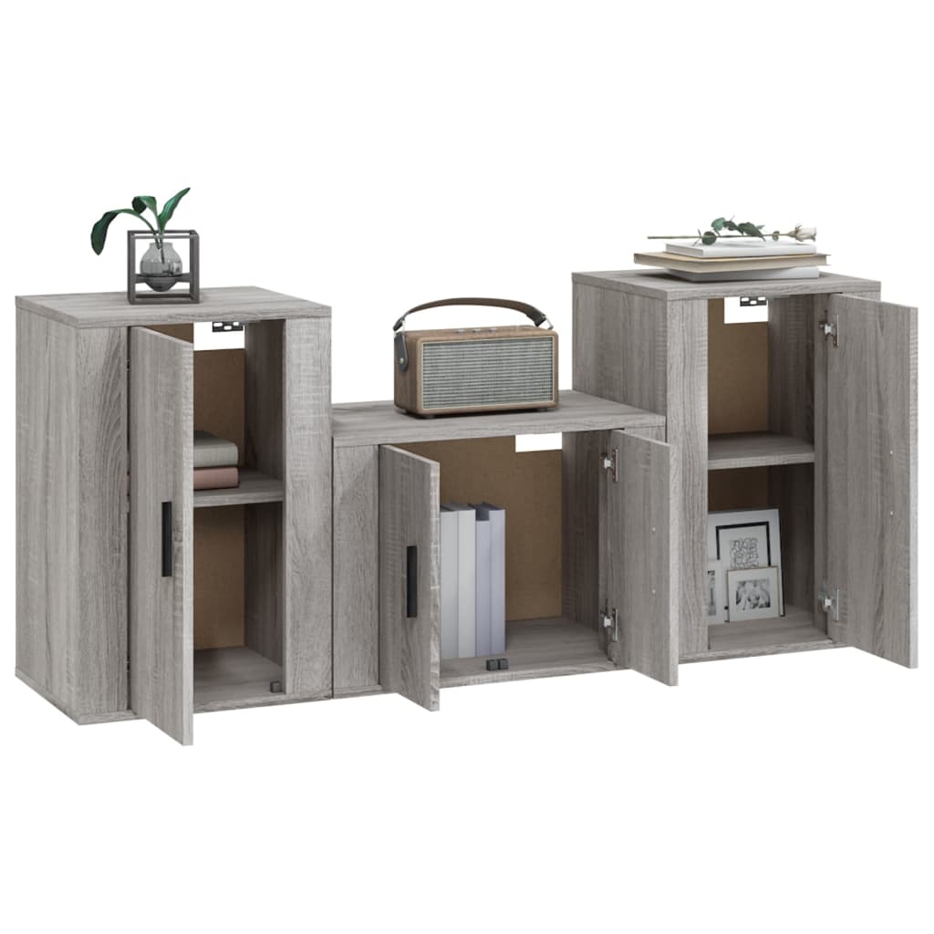 3-tlg. TV-Schrank-Set Weiß Holzwerkstoff