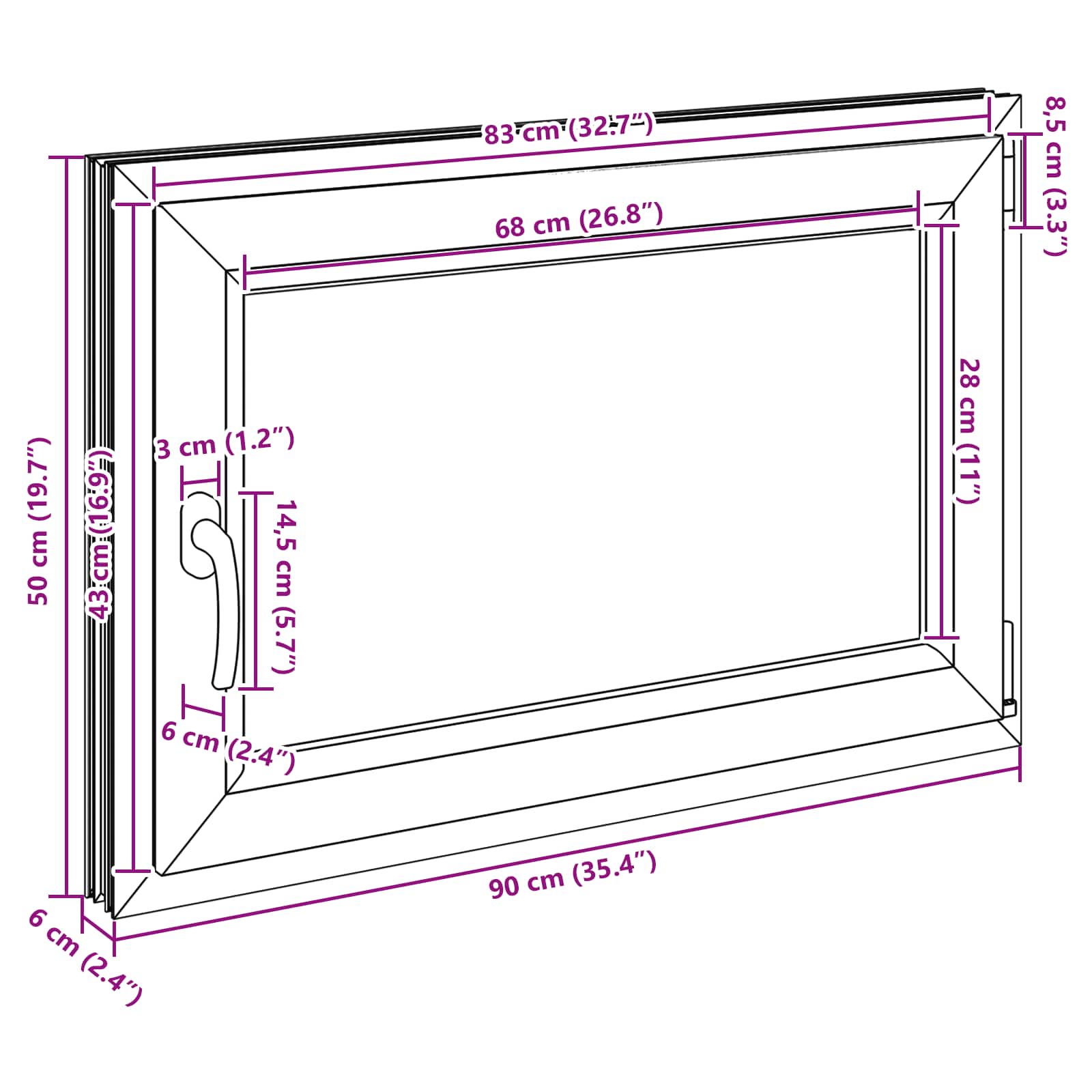 Kellerfenster RISOR 50 x 50 cm PVC und Glas Weiß